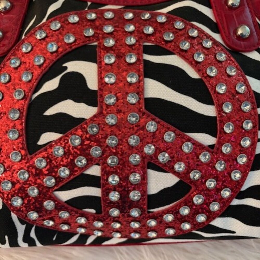 ZEBRA PEACE SIGN HANDBAG - Picture 2 of 9